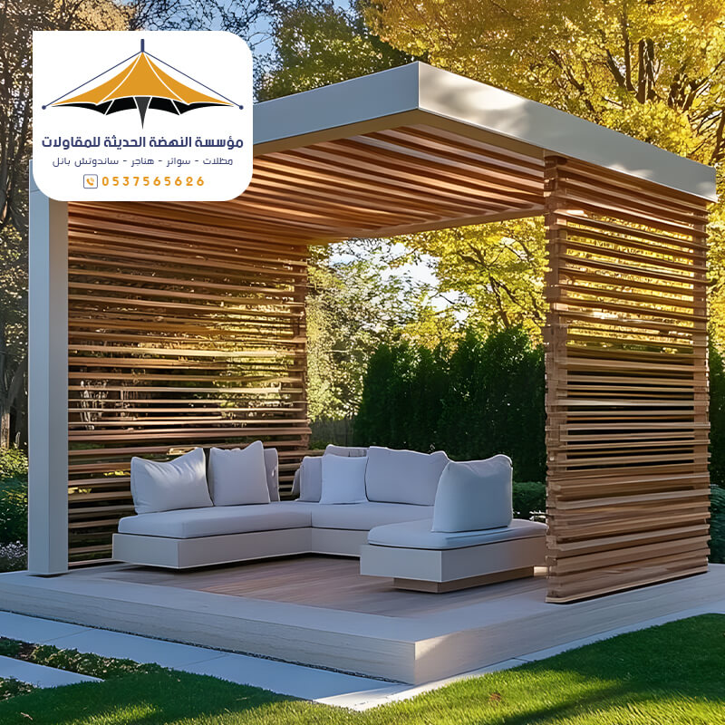 تركيب حدائق خارجية بجدة مؤسسة مظلات وسواتر النهضة الحديثة