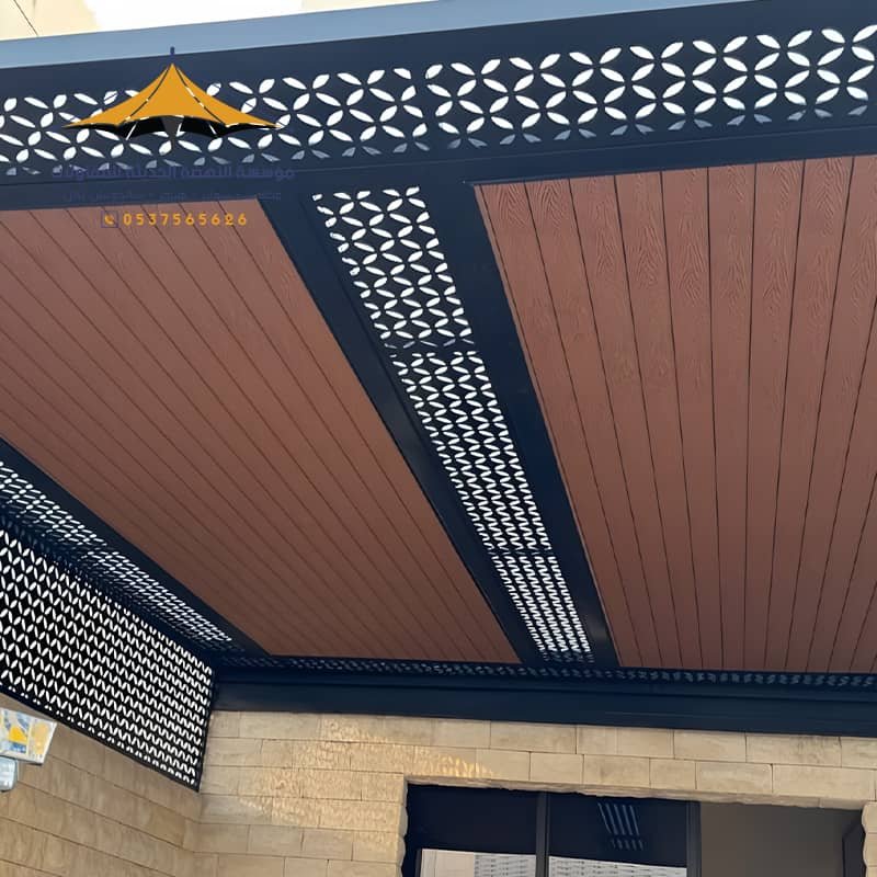مظلة بديل خشب مع حديد قص ليزر
